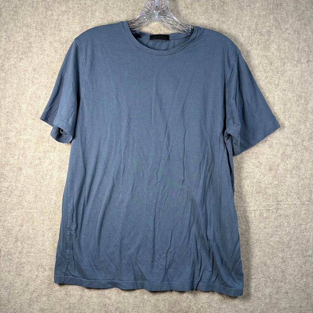 Saks Fifth Avenue Men's Crew T-Shirt Slate Blue SS Luxury Basic Cotton Tee SZ M